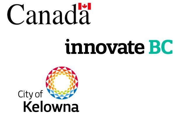 Three logos - Government of Canada, innovate BC, and City of Kelowna