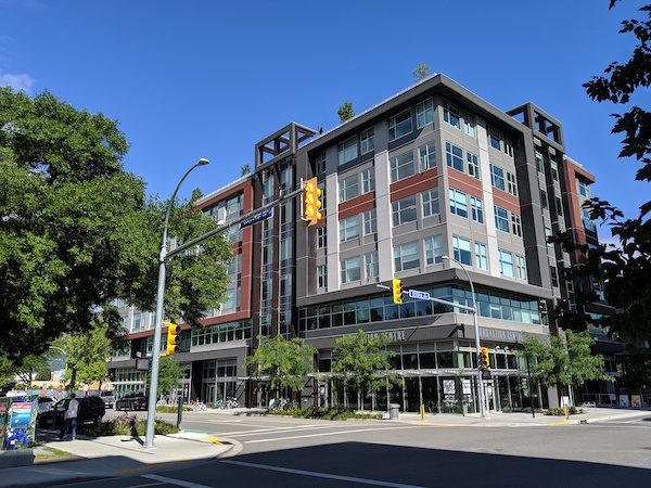 Exterior view of the Innovation Centre building in downtown Kelowna